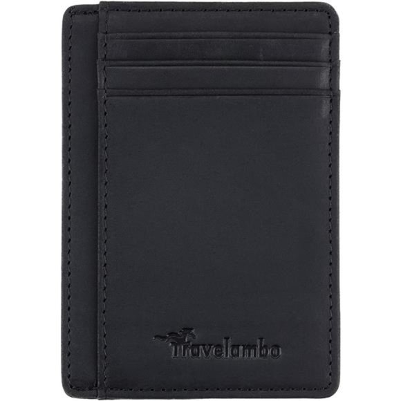 Mens Front Pocket Minimalist Leather Slim Wallet RFID Blocking Medium Size - Picture 1 of 4
